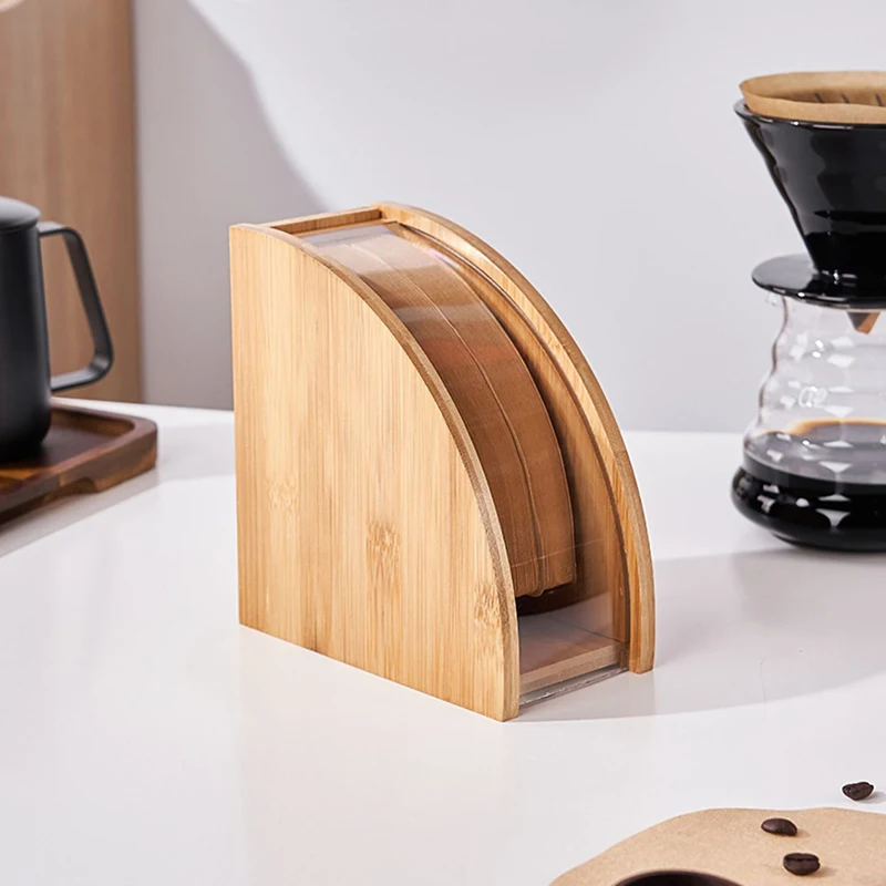 Экологичная бамбуковая коробка для хранения кофейной фильтровальной бумаги держатель для кофейной фильтровальной бумаги с пылезащитной крышкой