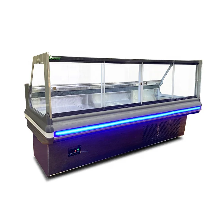Green Health Upright Fresh Deli Fish Seafood Display Chiller Counter Refrigerator Meat Display Fridge for Sale