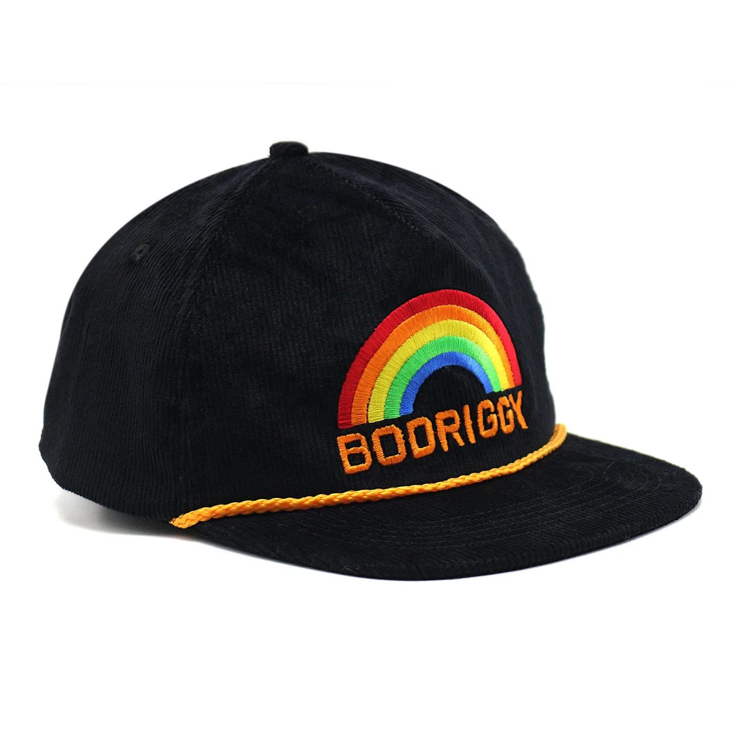 Custom Unstructured Washed Corduroy 5 Panel Rope Snap back Cord Caps And Hats With String