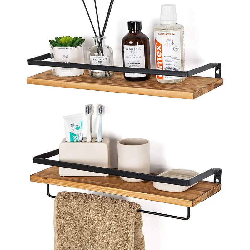 Wooden 3 in 1 tier wall mount  shelves shelf rack stand holder antique brass in living room kitchen room