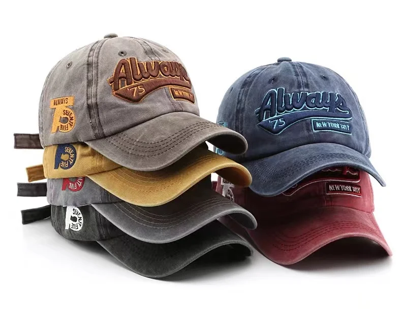 Baseball Hats  Washed Old Retro Letters Embroidered Peaked  Outdoor Sports  Casual Sun Protection Hats