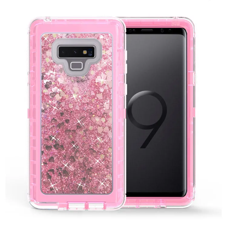 
3 in 1 Fashion Glitter Liquid Quicksand Case Crystal Cover For Samsung Galaxy S8 S9 S10 Plus Note 8 9 10 Plus 