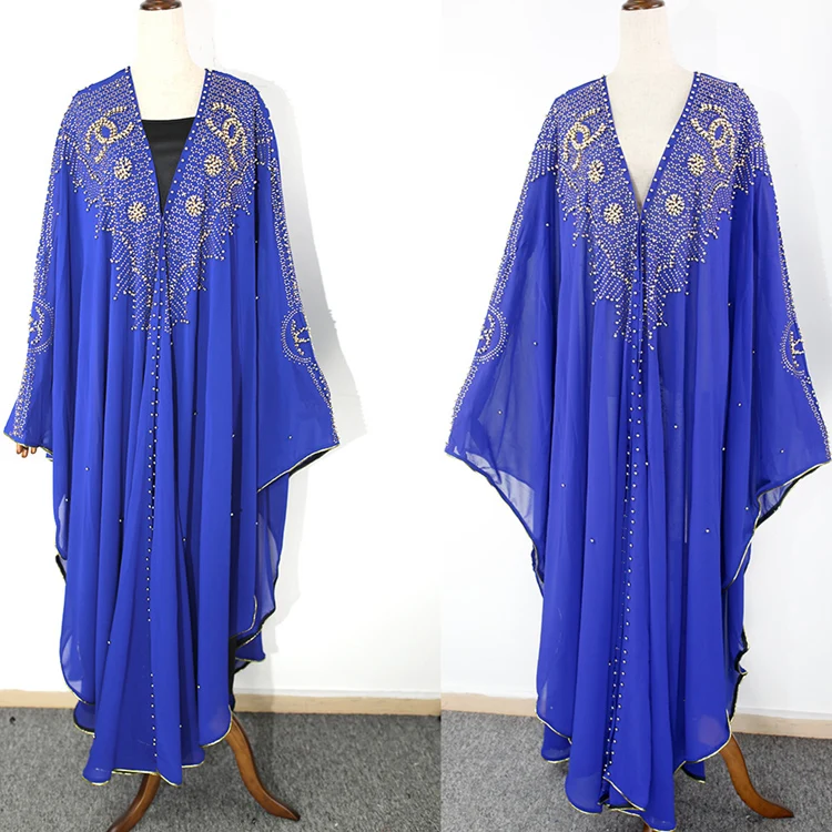 
African Abaya Dashiki Dress Hot Diamond Beaded Muslim Shawl Hooded Cape Women Sling Robe 