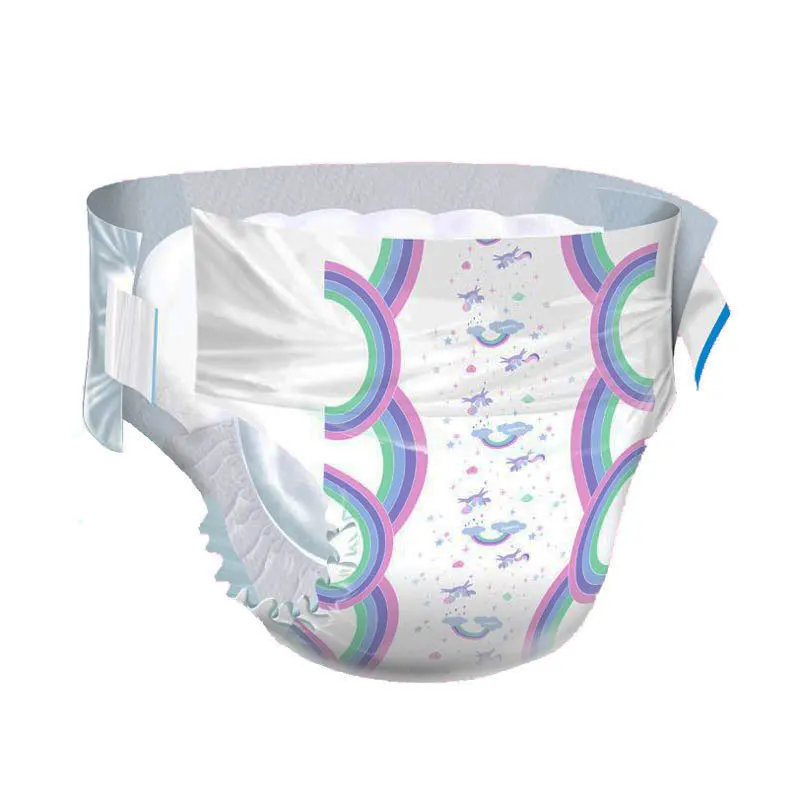 Wholesale Brand Best Adult Diaper Baby Diaper Design Two Big Tape Adult Colorful Printed Ultra Thick Diaper Factory