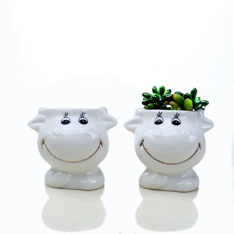 Wholesale new cute cartoon cow ceramic flower pot