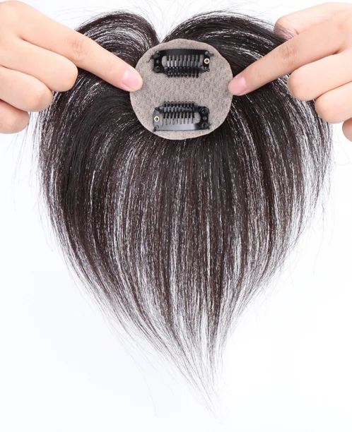 New Fashion 6x6cm Silk Base Top Hairpiece Virgin Clip In Hair Topper for Thinning Hair Natural Black Womens Human Hair Topper