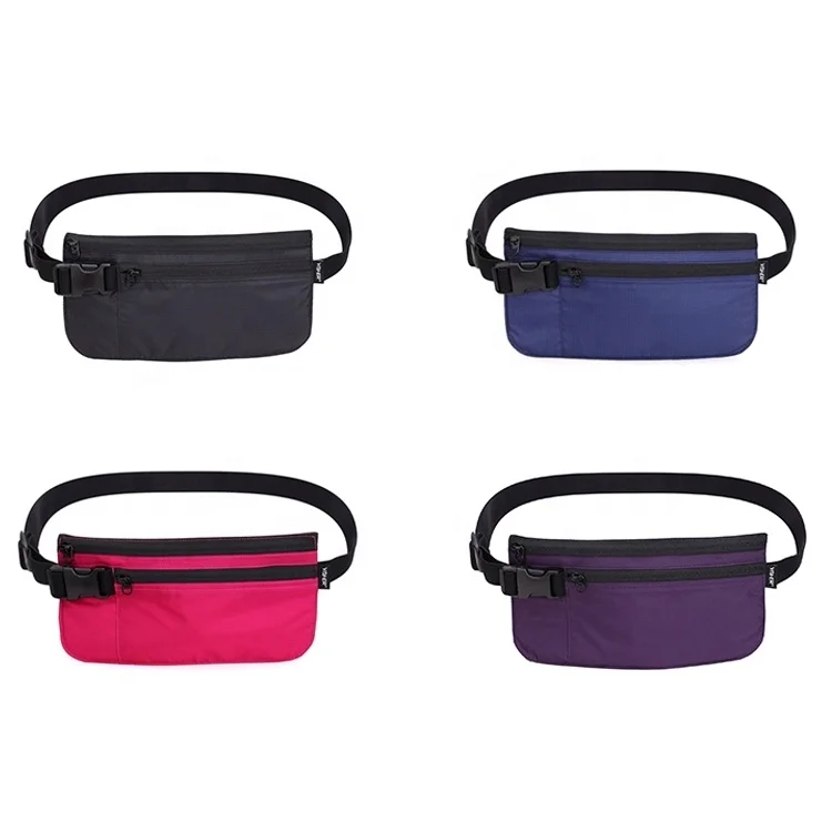 Lightweight travel polyester passport holders promotional portable belt purse fanny pack waist bag