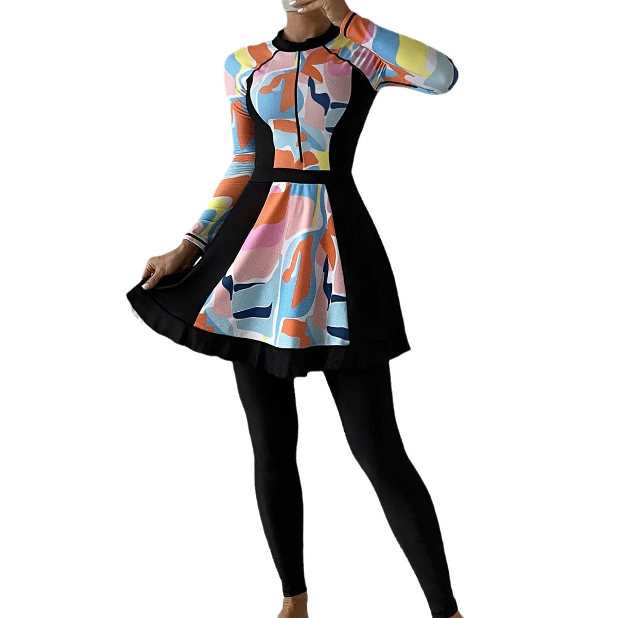 New 3 pieces fashion print muslim ladies swimwear swimsuits woman burkini muslim swimwear women