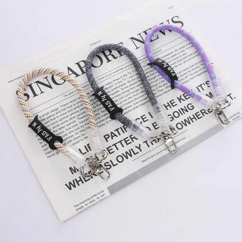 New custom hand-woven keychain colorful coin purse lanyard fashion color universal smart anti-lost mobile phone wrist rope