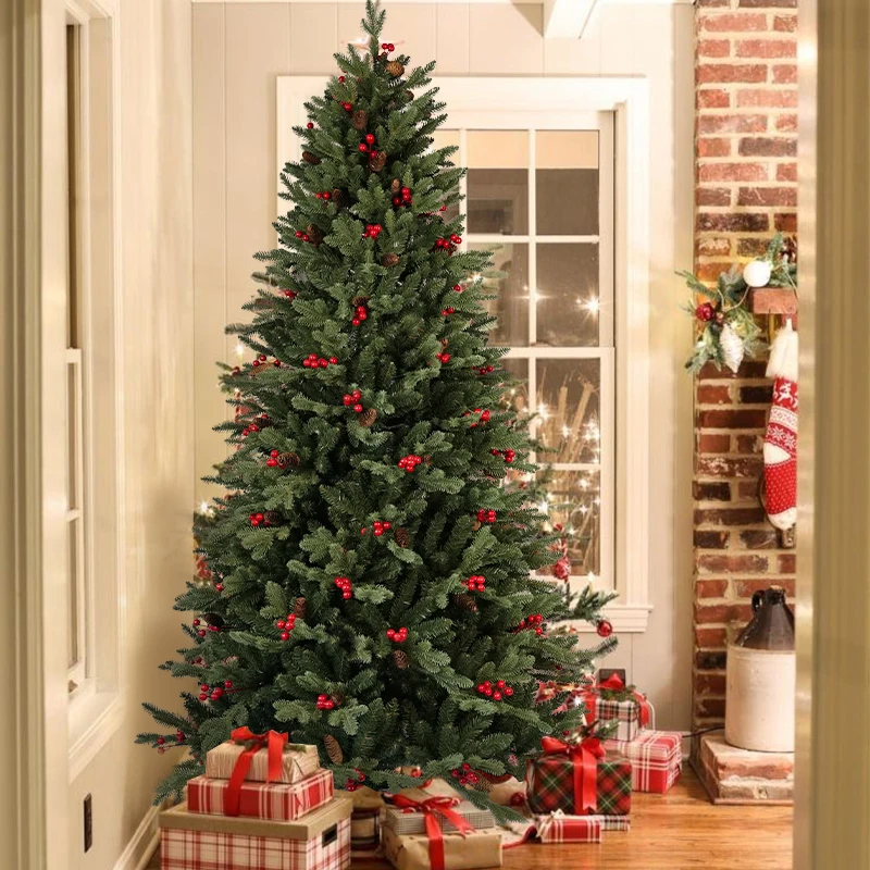 Wholesale Cheap Premium 6ft 7.5ft PE PVC Pre Lit Flocked Big Snow White XMAS Artificial Christmas Tree With Led Light