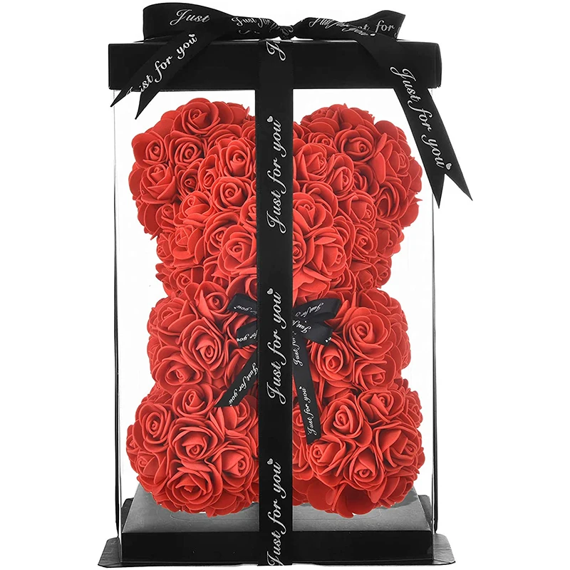 Best Selling Romantic Gift Handmade 40cm Rose Bear Rose Bear Teddy Forever Love For Wedding Party Rose Bear