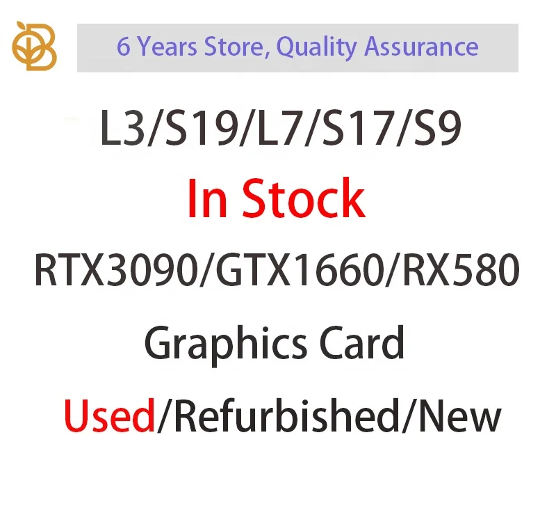 In Stock Used Good Working S17+ 70T L3+ L3++ S9/S9I/S9J S19 Pro 110Tth/s L7 T17 M20S M21S M30S GPU Graphics Cards