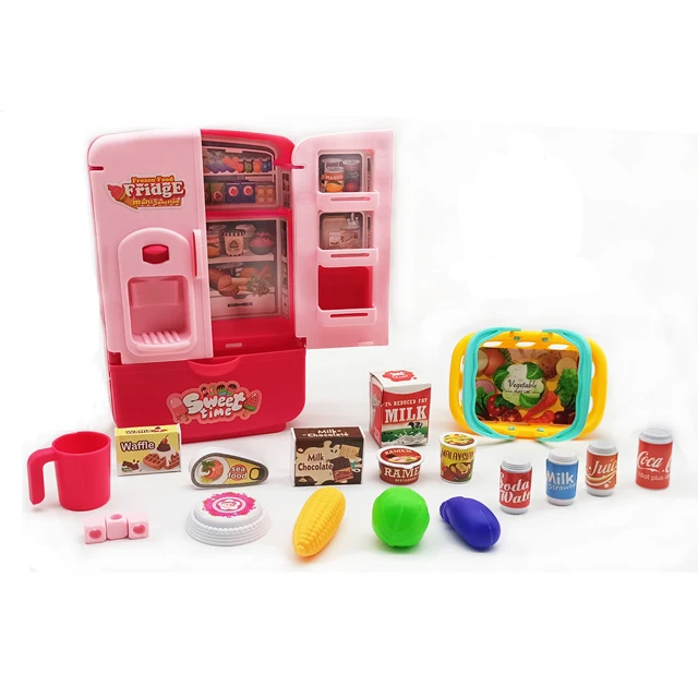 Most popular role-playing mini equipment kitchen set cheapest simulated household appliances refrigerator toy set for kids