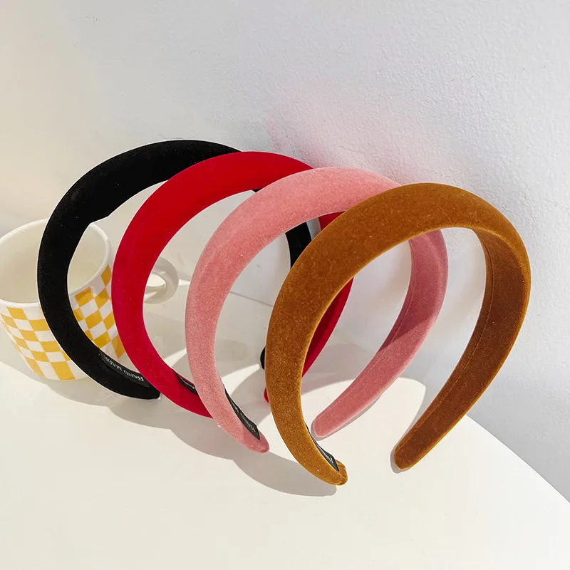 Autumn And Winter Style Velvet Headbands Simple Pure Color Sponge Headbands For Women