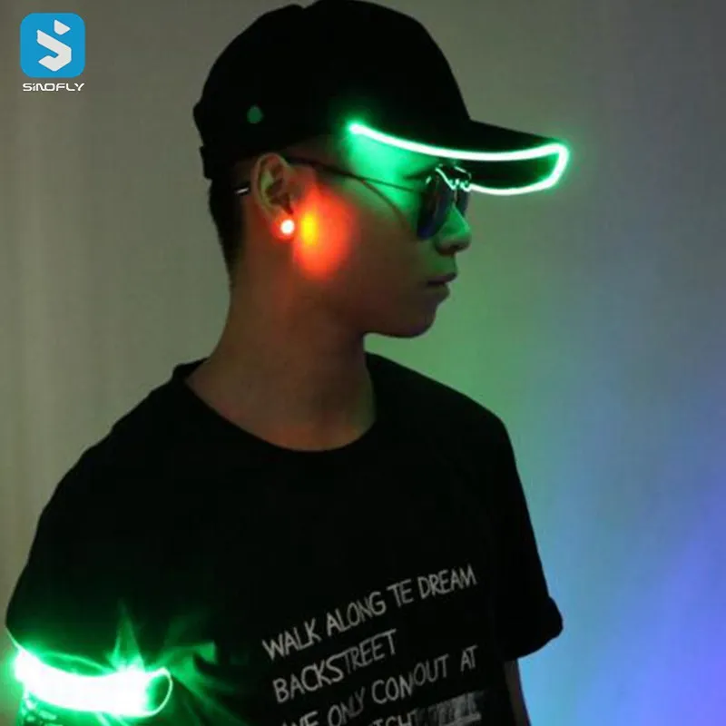 High Quality promotional Cotton 6 panel Led baseball cap with led light