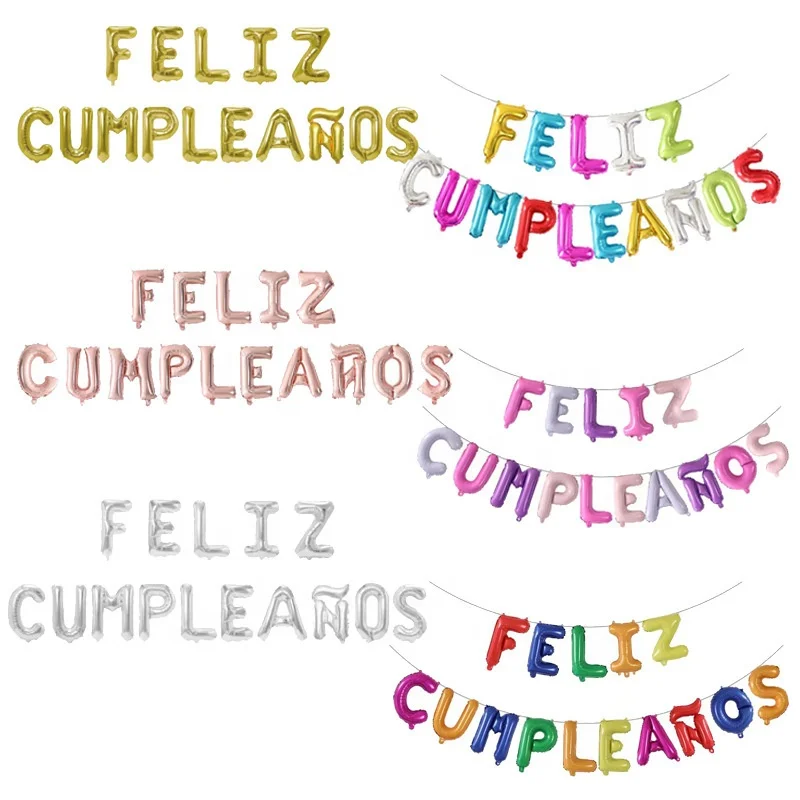 Happy birthday 16 дюймов Feliz cumpleanos праздничное украшение воздушный шар из фольги с испанским алфавитом