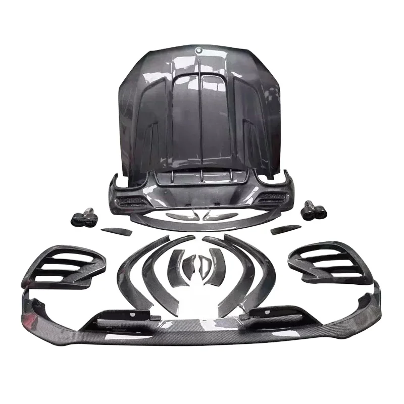 Carbon Fiber Body Kit Front Lip Rear Diffuser Spoiler Wing Tail Pipes Hood Cover For Mercedes-Benz GLE COUPE W167 C167 B Style