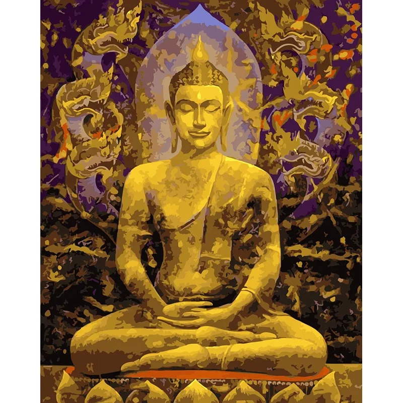 High Quality Decoration Home Buddha Digital Oil Painting by Number With Wooden Frame for Adults