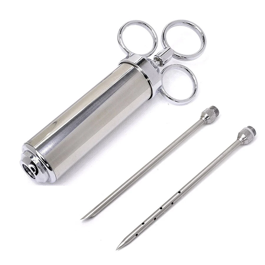 Grill 2-oz Marinade Seasoning Injector Turkey Meat Injectors Stainless Steel Cooking Syringe Injection With 2-5 Needles