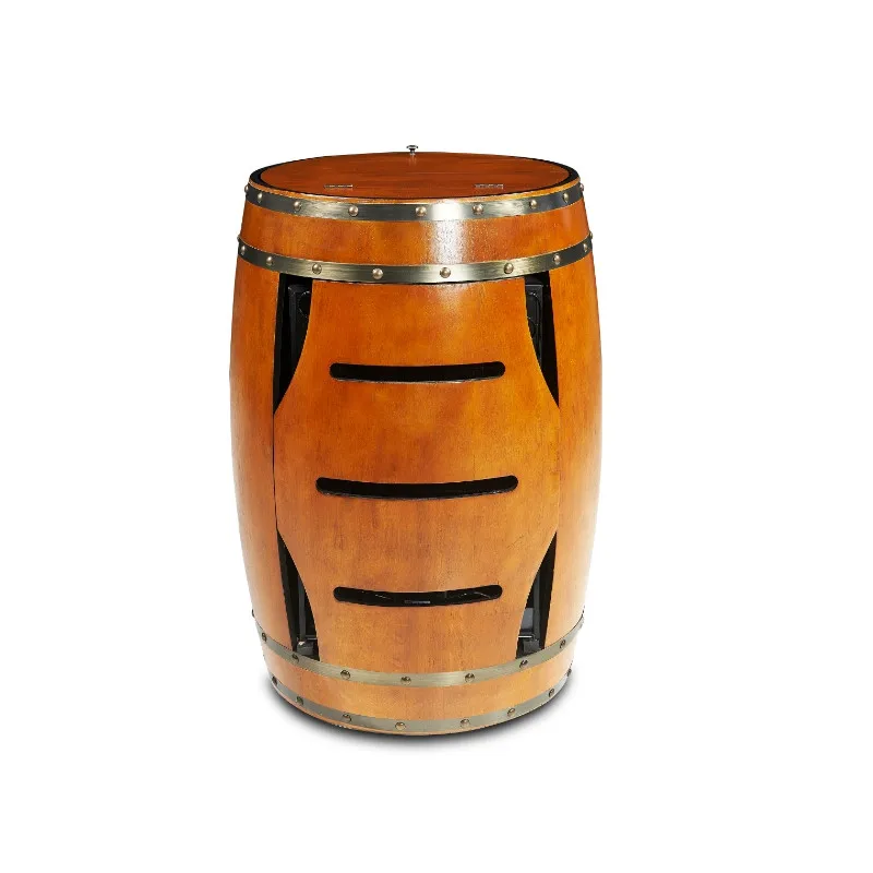 
Vintage Barrel Style Oak Solid Wood Wine Refrigerator Electrical Cooling Cabinet 