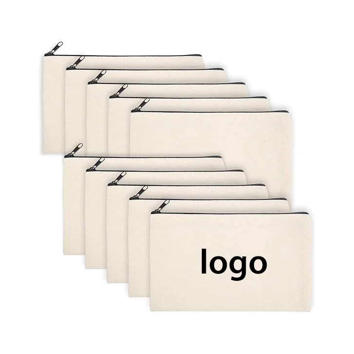 Eco Friendly Learn Office Travel Pencil Makeup Bulk Reusable Canvas Zipper Sublimation Cosmetic Bag