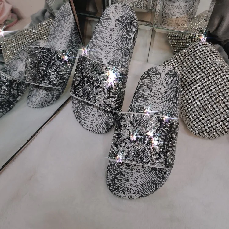 Women fashion ladies flat outdoor snake print summer slide  womans sandles shoes sandal women waterproof confortable sandals