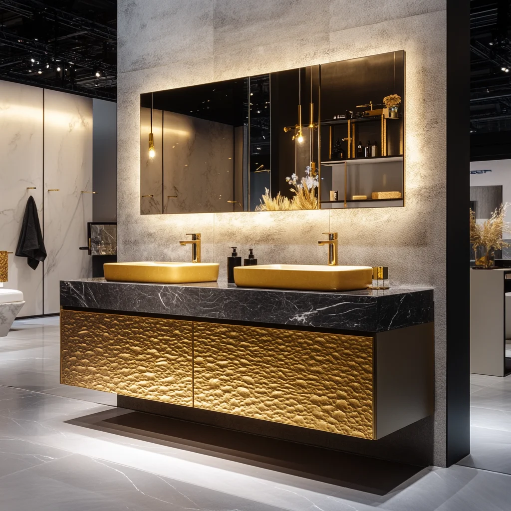 Luxury Modern Bathroom Vanity Furniture Set Gold Double Sink Bathroom Vanity Cabinet