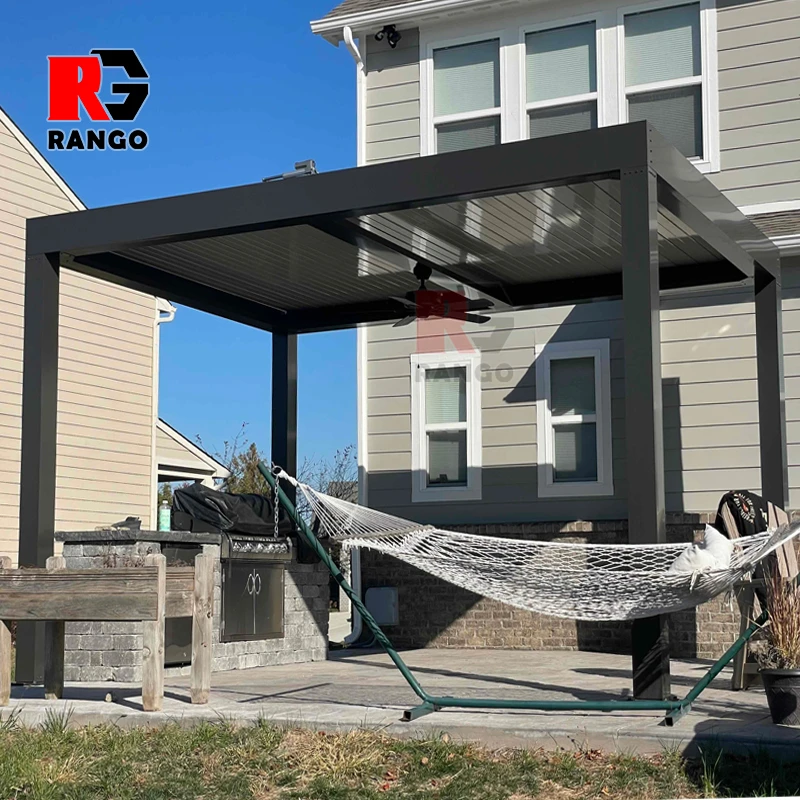 Install Easily Remote Control Pergola Outdoor Garden Buildings Gazebo Garden Bioclimatic Aluminium Pergola With Sun Screen
