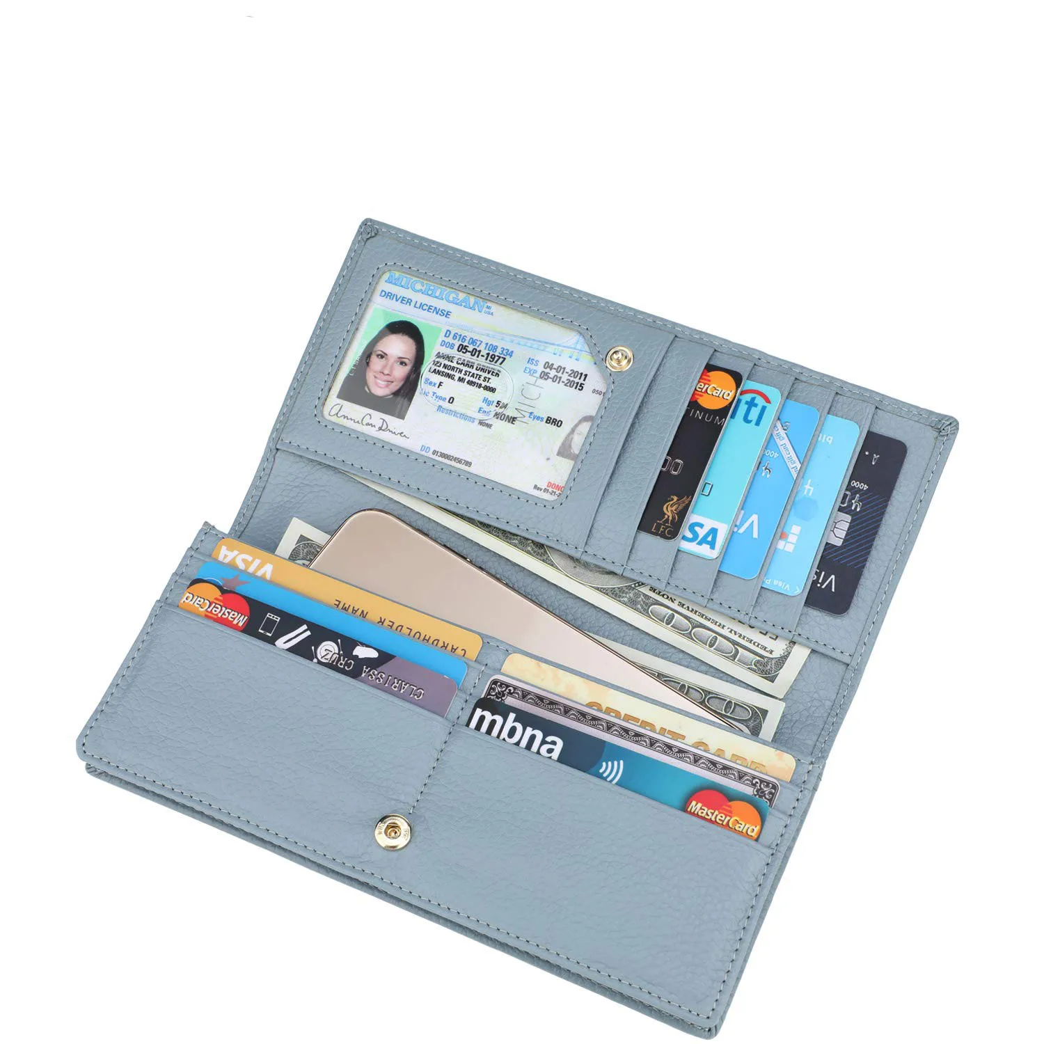 Amazon Hot Selling Women Long Wallet Pu Leather Clutch Lady Purses