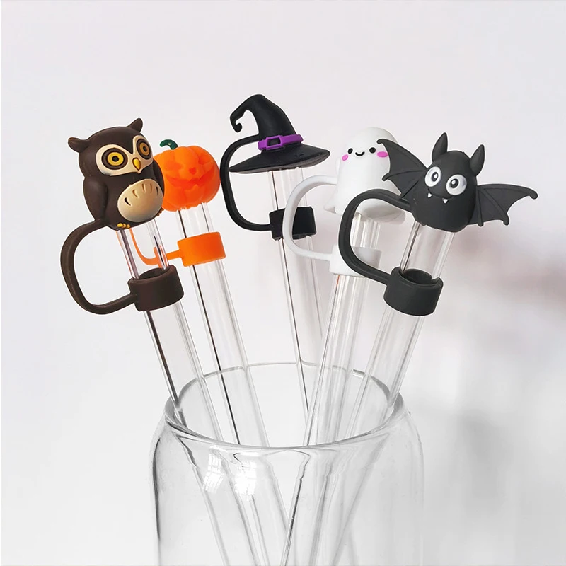Halloween Straw Toppers Custom 3D Food Grade Silicon High Quality Straw Toppers