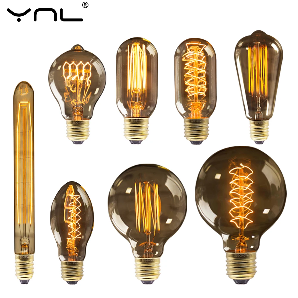 Edison Bulb E27 220V 40W ST64 G80 G95 G125 Ampoule Vintage Edison Bulb Incandescent Lamp Filament Light Bulb Home Decor