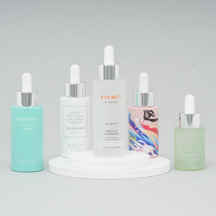 Custom 20 30 40 50 60 ml Serum Essential Oil Printing Glass Bottles With Dropper