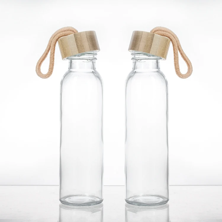 Custom Size Logo Style Drinking Sports Glass Water Bottle With Cloth Sleeve Pouch