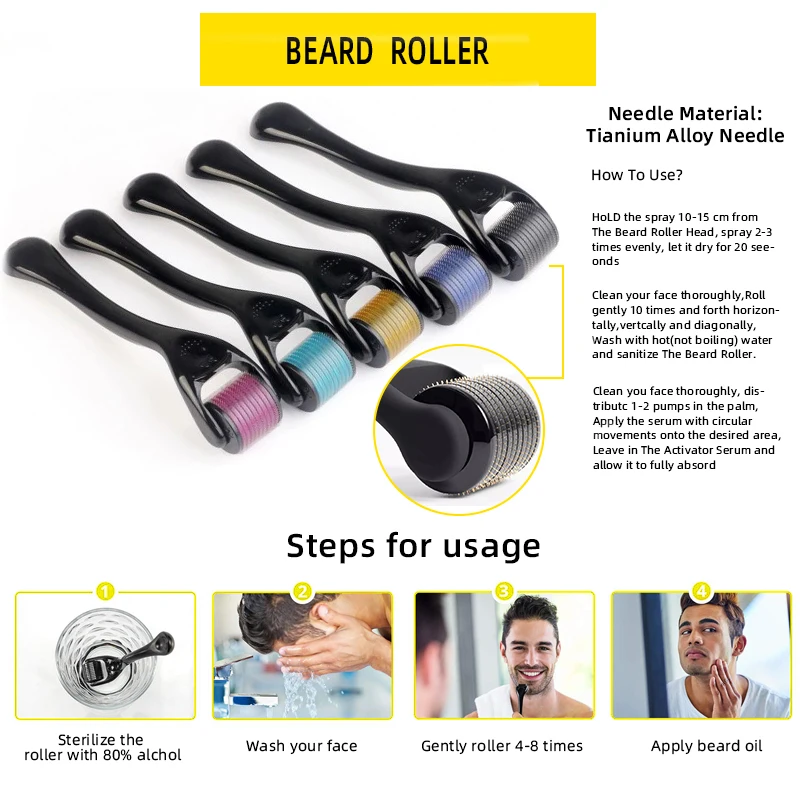 Men Private Label Beard Growth Roller Set 100% Natural Beard Oil Balm Products Beard Grooming Kit