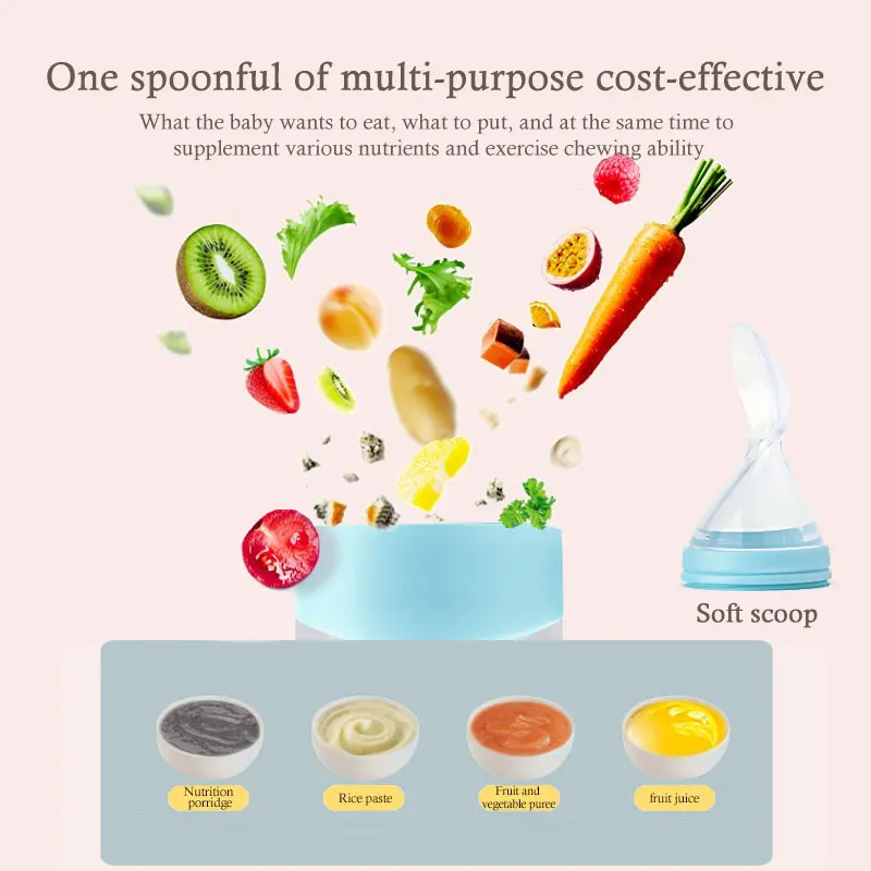 Complementary Food Spoon Rice Paste Milk Bottle Squeeze Baby Feeding Spoon Baby Eat Fruit Bite Bite Music feeder