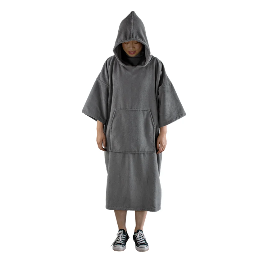 Custom Color Embroidered Logo Adult Microfiber Towel Surf Poncho Hooded