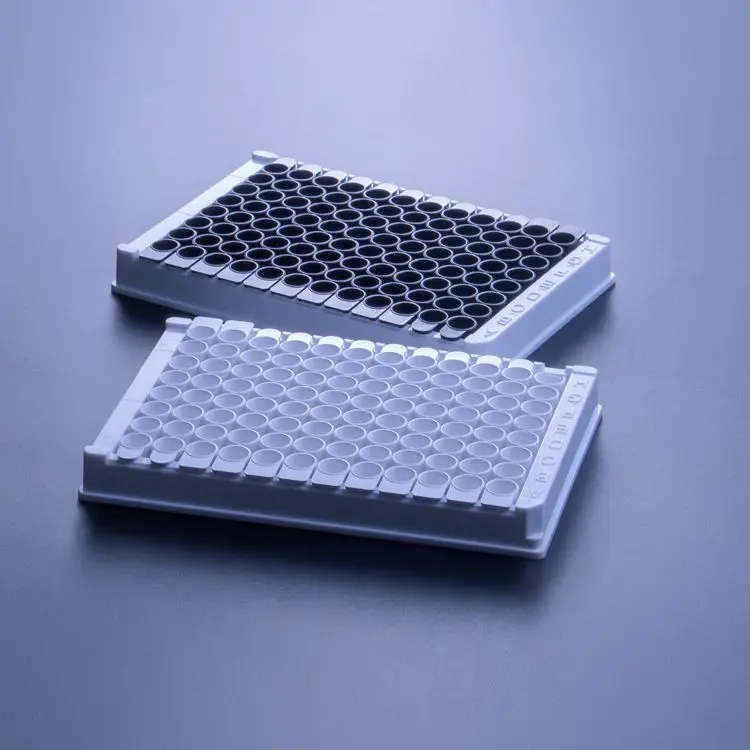 TC treated Sterile Cell Culture Plate with Lid Detachable  black and white 96 Well Elisa Plate for Laboratory