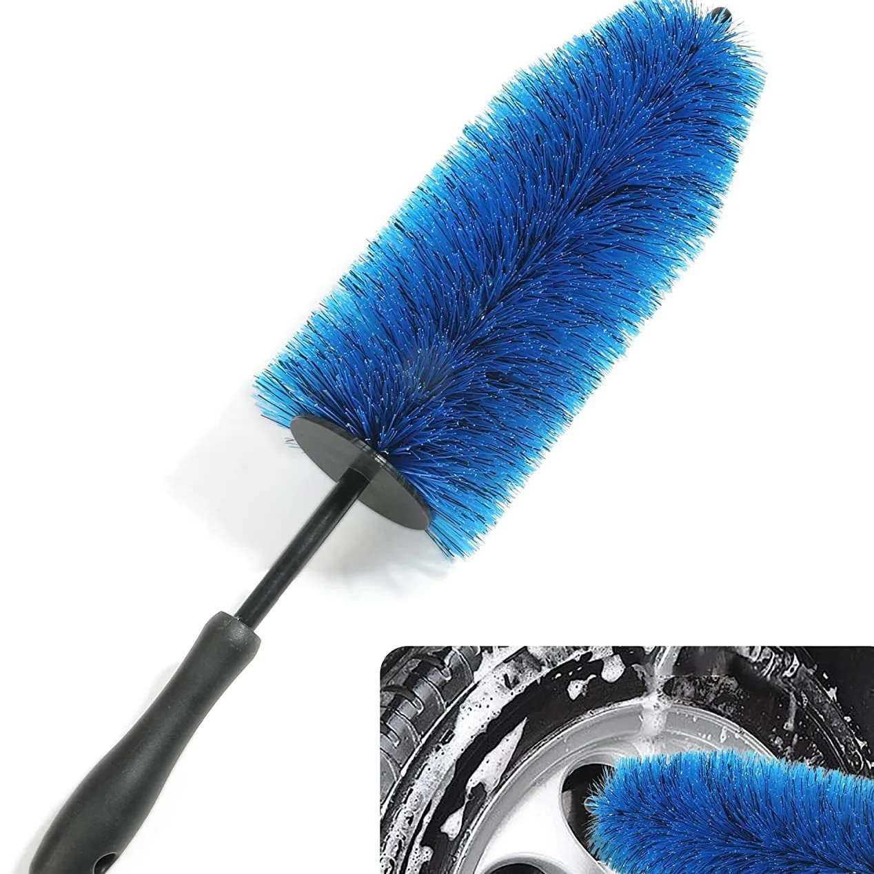 Blue Handle Car Wheel Wash Brush Vehicle Cleaning Brush Truck  Soft Bristle Car Wheel Cleaning Brush cleans