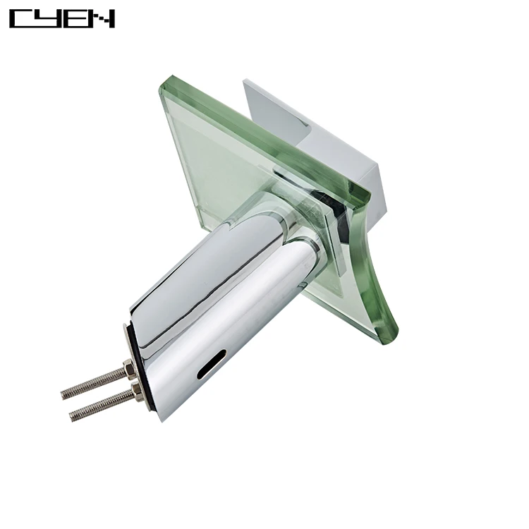 CYEN New Design Waterfall Single Hole Single-Handle Low-Arc Bathroom Faucet With Glass Spout In Polished Chrome