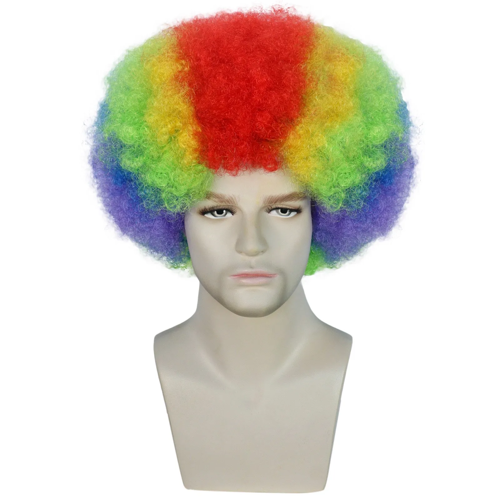 Cosplay Costume Wig Burlesque Clown It Afro Curly Bob Wig Medium Length Colorful Synthetic Hair Cosplay Creative Funny Carnival