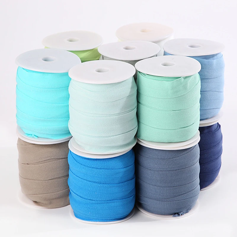 20mm  wholesale roll packing 40 colors  fold over elastic band binding bias tape