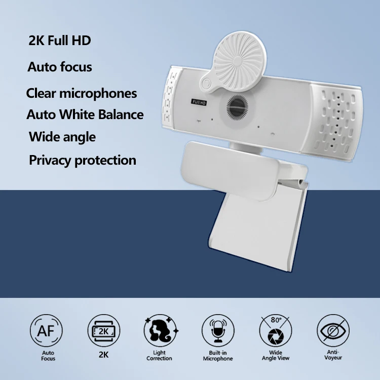 30FPS 2MP Webcam PC Conference Camera USB 2K Auto Focus Web Cam with built in microphone for Zoom Skype Laptop Computer