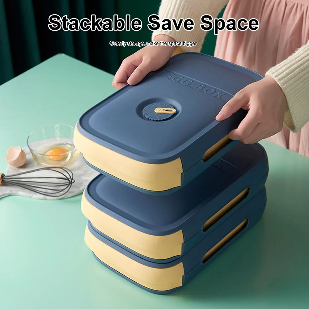 Stackable Plastic Egg Storage Holder Fridge Organizer Bin Egg Drawer Auto Rolling Egg Container Box Tray for Refrigerator
