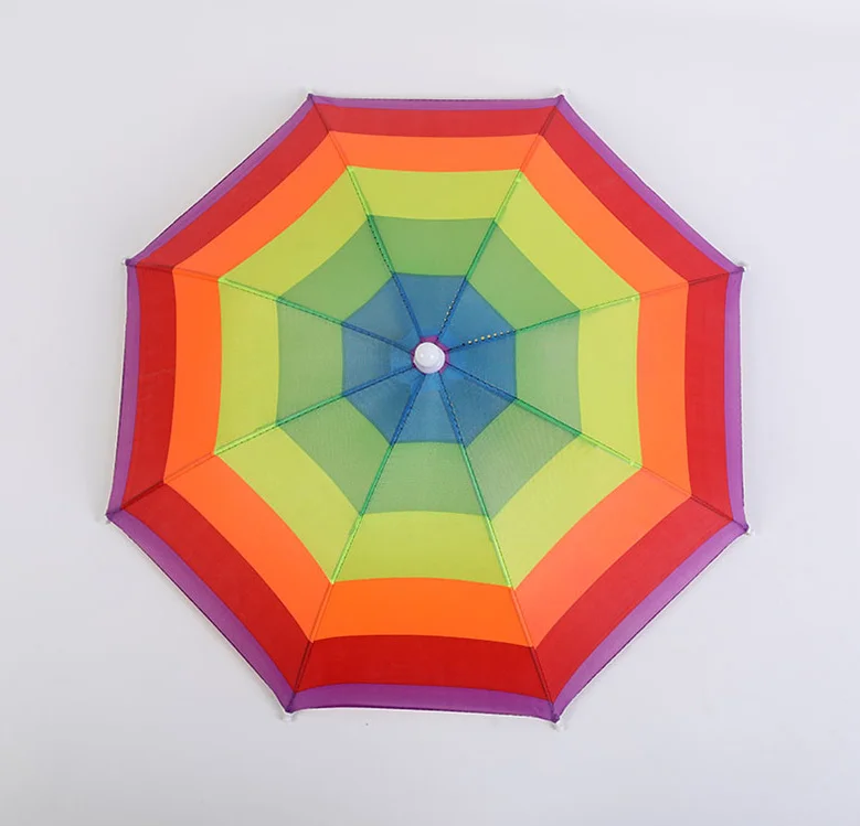 Wholesale head Umbrella Hat Headwear Umbrella for Fishing Hiking Beach Camping Head Hats outdoor sun-proof custom logo