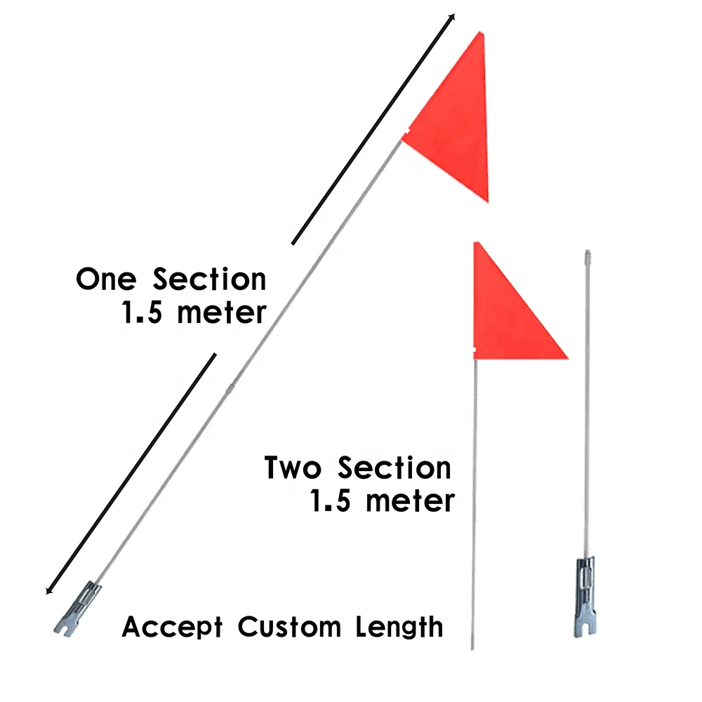 Wholesale 1.5 meter Black Bike Flags Bicycle Flags Cheap Custom Polyester PVC Bike Safety Flags