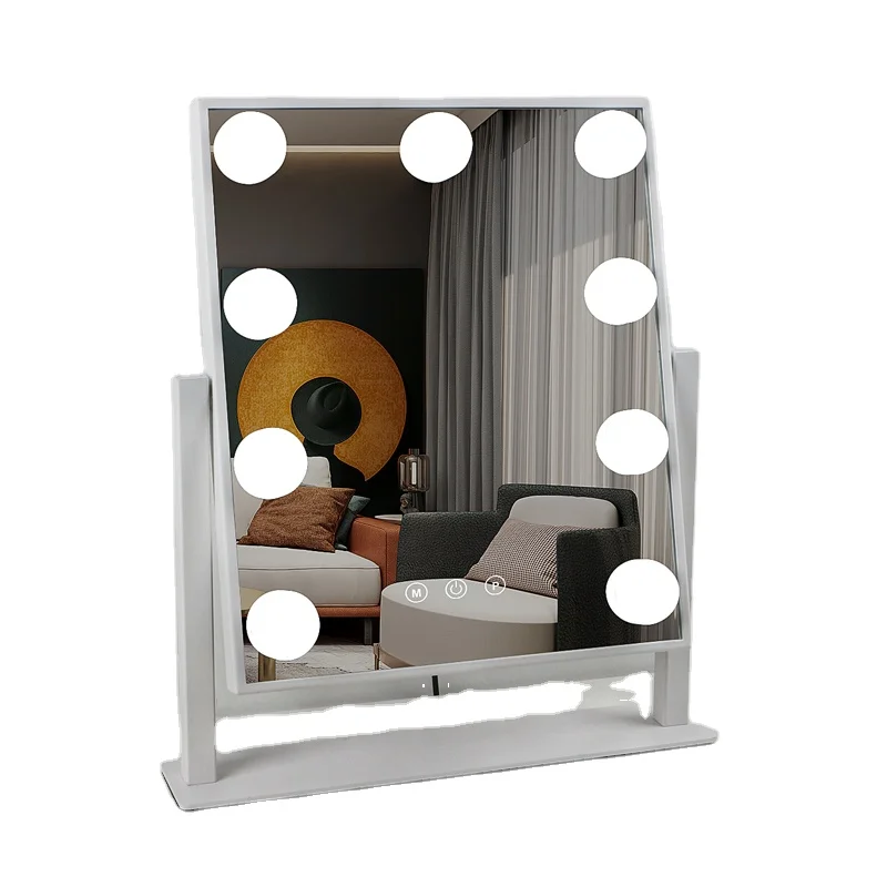 9 LED Dimmabl Bulbs Tabletop Makeup Mirror 3 Color Lighting Modes Hollywood Makeup Vanity Mirror