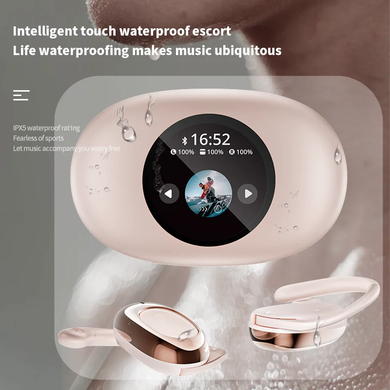 Open Ear Earbuds with LCD Touch Screen Case ANC Over Ear Headphones Tws Earbuds Waterproof Earphone YX39