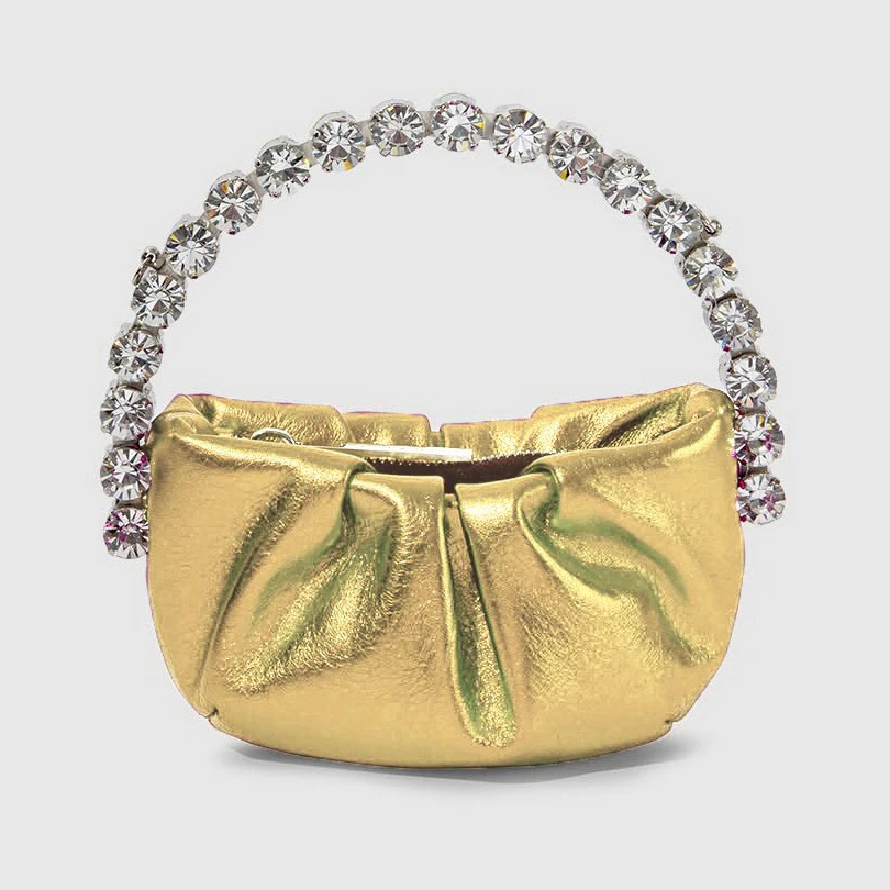 Angelkiss hot selling half-moon luxury handbags diamond handle clutch bag ladies evening bags