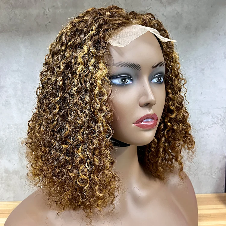 10A Double Drawn Virgin Cuticle Aligned Funmi Curly P4/30 Color Pissy Two Curl Fumi Human Hair Wig