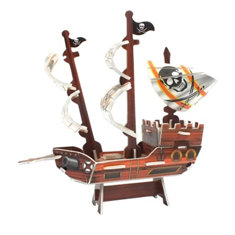 New Arrival Pirate Ship DIY 3D Paper Puzzles For Kids Promotional Gifts